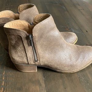 Lucky Brand low heel brown suede bootie